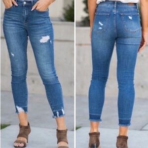 Judy Blue Destroy Hi Waist Release Hem Skinny Jeans Style JB8847 Size 24W NWT